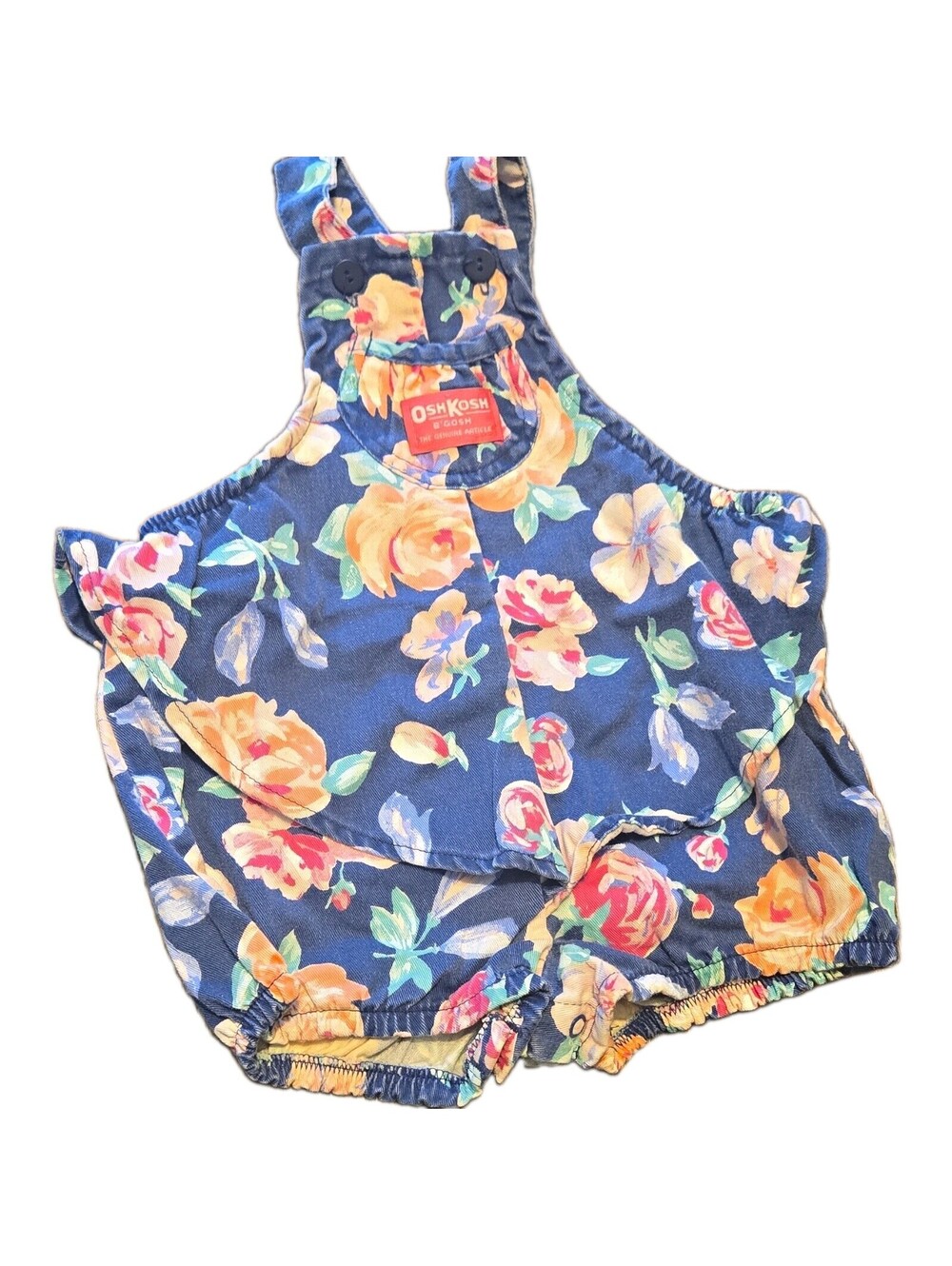 vtg OshKosh B'gosh ballet co Girls 18-24M Blue Floral Denim overalls Romper